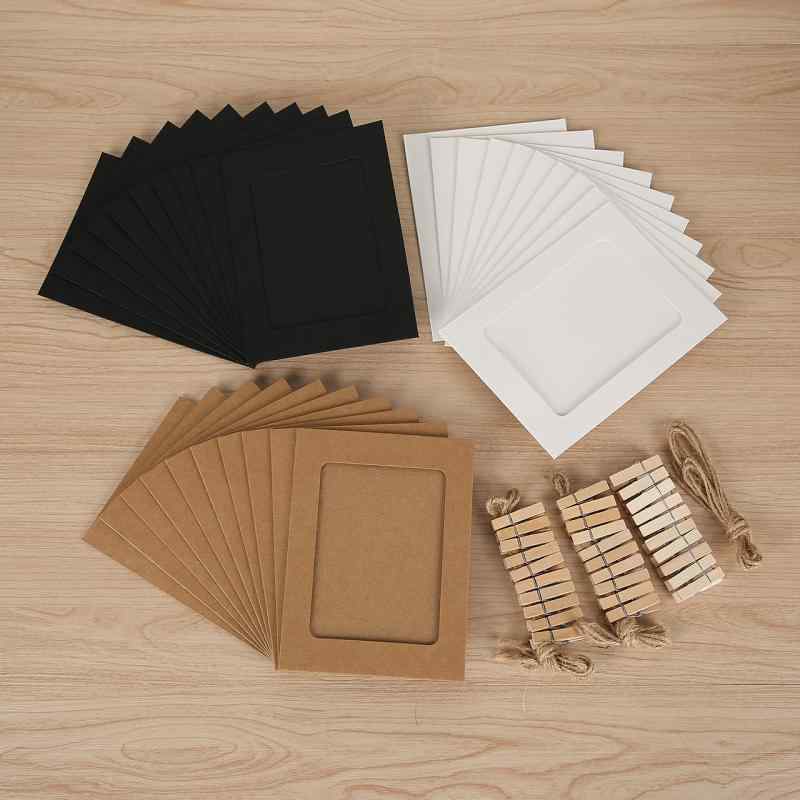 フォトフレーム 6寸 30枚セット 壁掛け 写真フレーム ペーパーフレーム クラフト紙 カード紙 手作り DIY 写真飾り インテリア リビング 寝室(x5)