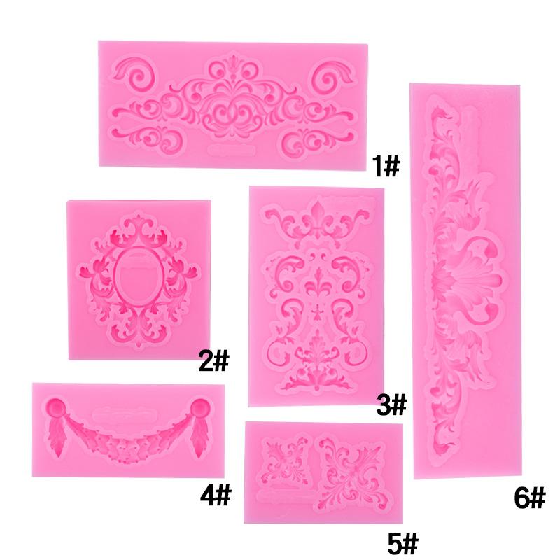 ケーキ型 レディース 欧風 シリコンモールド 浮き彫り 飾り枠 レトロ 模様 相框 鏡框 セット ピンク系 ..