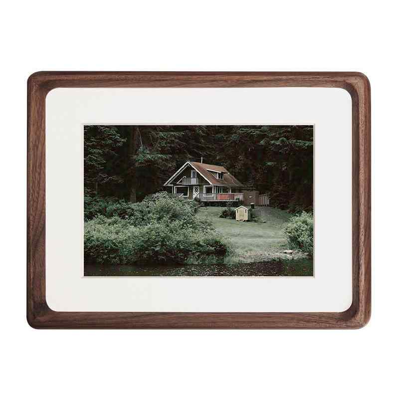 フォトフレーム 木製 無垢材 胡桃木 円形 長方形 卓上 写真立て 子供 DIY 寝室 書斎 飲食店