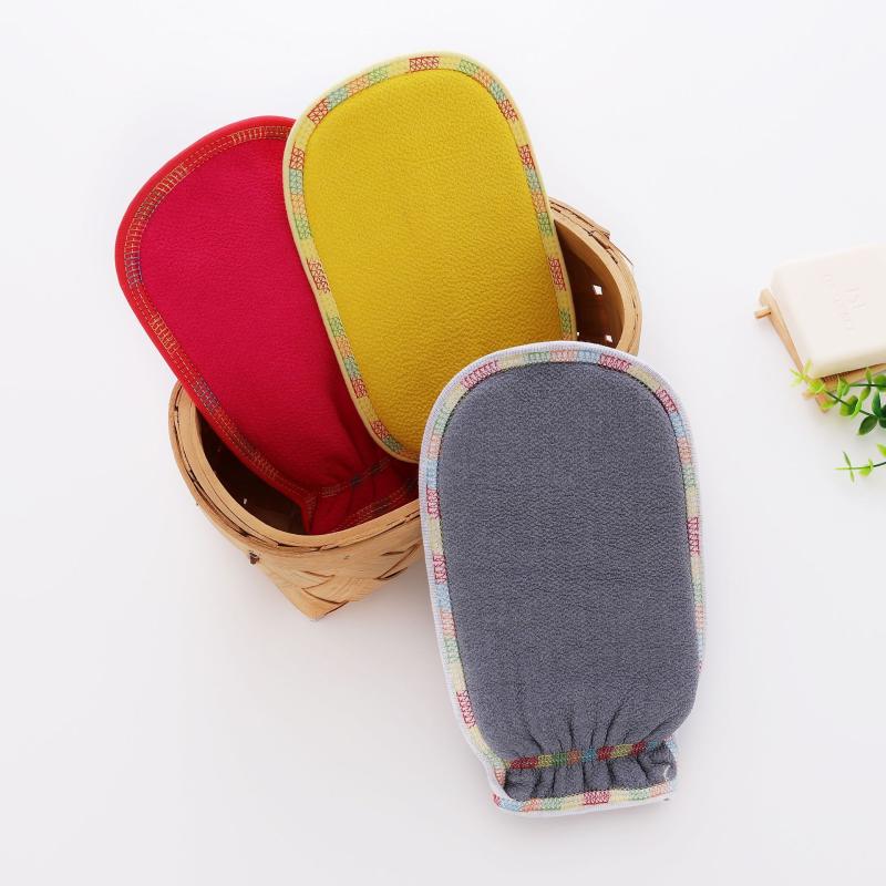 ボディミトン レディース メンズ 垢すり あかすり グローブ 強力タイプ 大判サイズ 300D人造丝 耐久性 黄色 百合灰 玫