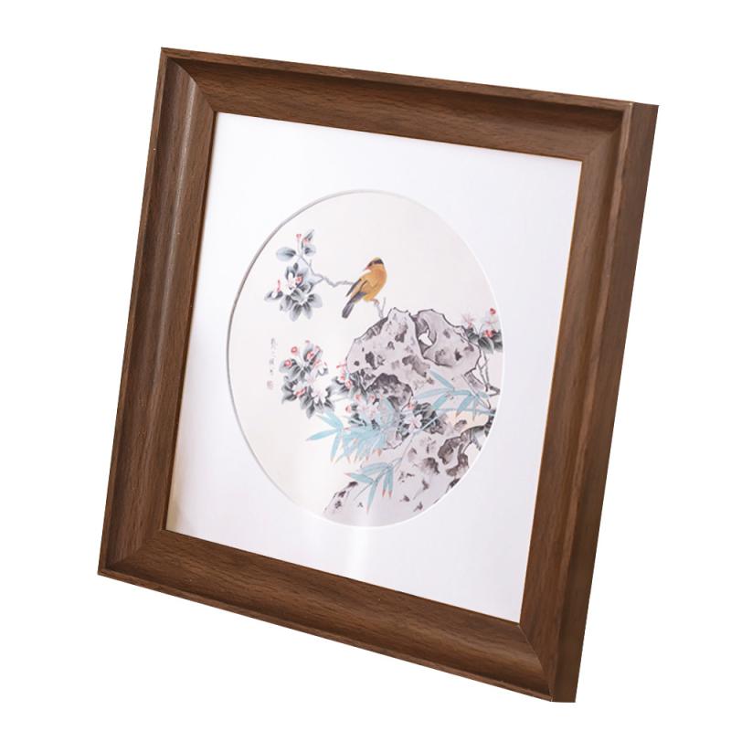 相框 中国画 書道 山水画 レトロ 壁掛け 卓上 樹脂製 正方形 木目調 カフェ色 白 胡桃色(x5)