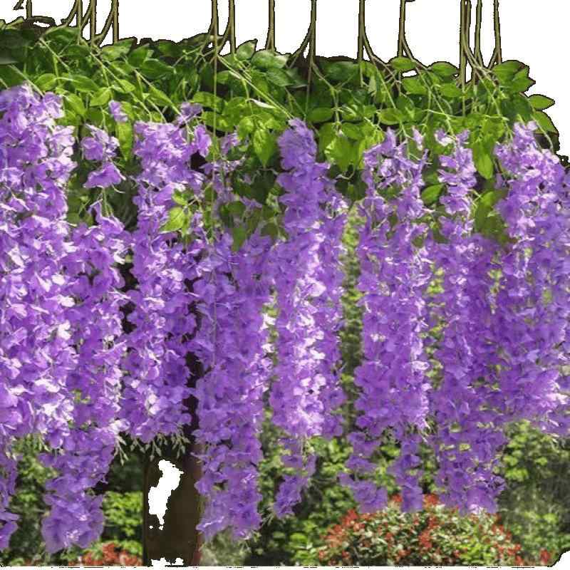 造花 藤の花 フェイクフラワー インテリア 吊り下げ 結婚式 ウェディング パーティー イベント ディスプレイ 装飾 深紫色 紫紅色 深ピンク 浅ピンク 浅紫色 白 赤 黄色 緑 青 シャンパンカラー