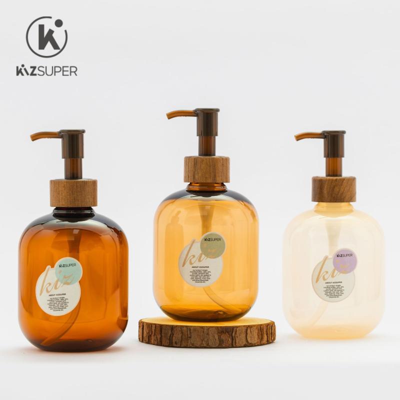 シャンプーボトル 300ml プラスチック製 球形 アロマオイル 精油 詰替え容器 펌프 ディスペンサー 茶色..