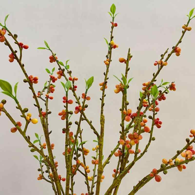 造花 フェイクフラワー サンザシ 橙赤 インテリア 結婚式 パーティー 写真撮影 ホームデコレーション(x6)