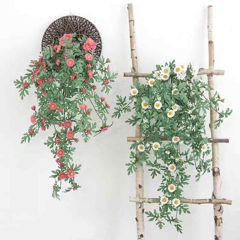 造花 デイジー 壁掛け インテリア 雑貨 プラスチック 風 雏菊 白 ホワイト ピンク イエロー オレンジ ブルー