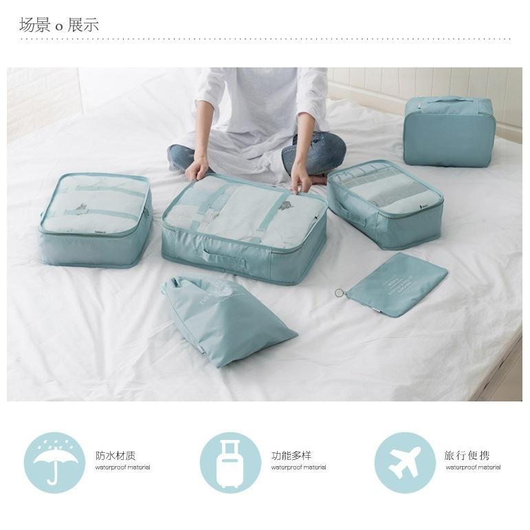 旅行用収納バッグ レディース 衣類 整理袋 防水 シューズ 下着 7点セット 洗面用具 整理ポーチ スーツケース トラベルポーチ(x3)