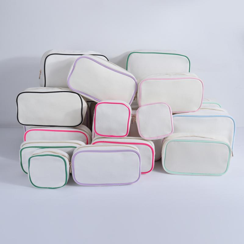 化粧ポーチ レディース 全綿帆布 旅行 普段使い 洗面用品 雑貨収納 防水 軽量 金属ファスナー ピンク系 ブルー系 マカロンカラー(x5)