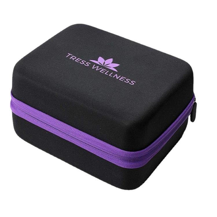 化粧ポーチ 旅行用 大容量 精油 瓶 収納ケース 10ml 15ml アロマオイル EVA 紫(x5)