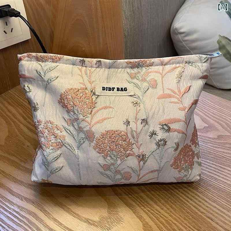 リモコンタウンエコ 楽天市場店の化粧ポーチ レディース 大容量 収納袋 コスメポーチ メイクポーチ 携帯用 洗漱バッグ 花柄 コットン｜アングル2