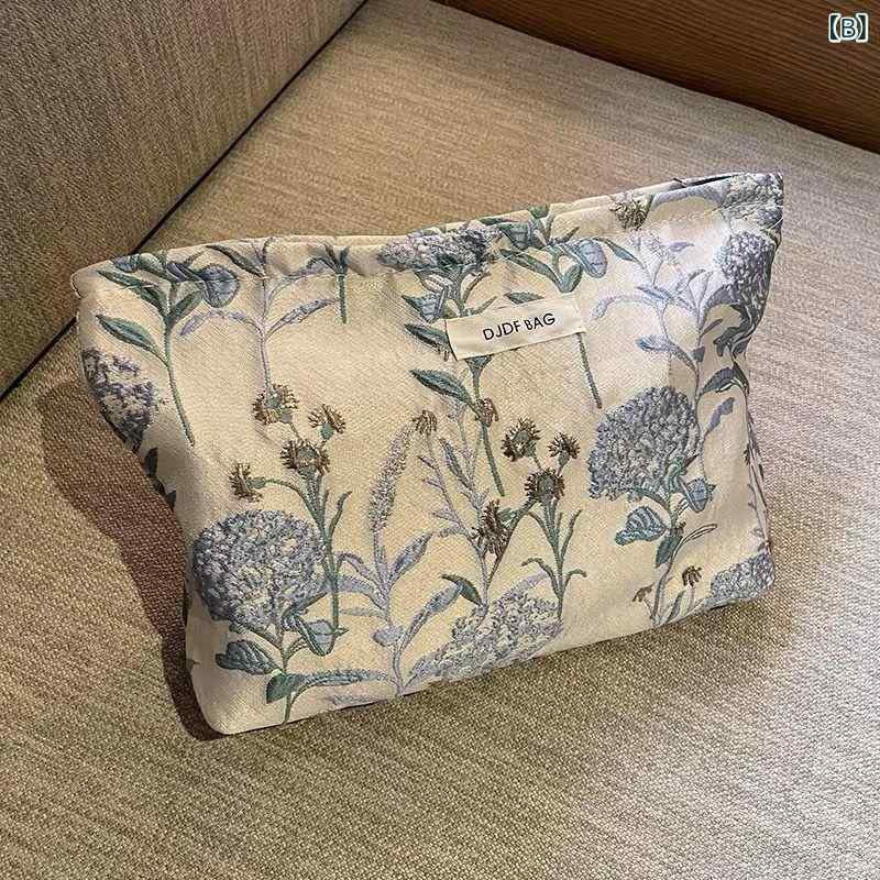 リモコンタウンエコ 楽天市場店の化粧ポーチ レディース 大容量 収納袋 コスメポーチ メイクポーチ 携帯用 洗漱バッグ 花柄 コットン｜アングル3