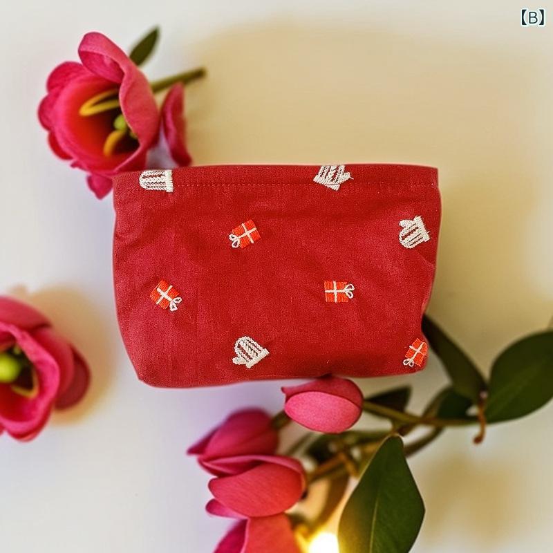 化粧ポーチ レディース メンズ クリスマス ギフト 幾何学模様 ポリエステル 帆布 旅行用 レッド グリーン 大中小 収納 整理