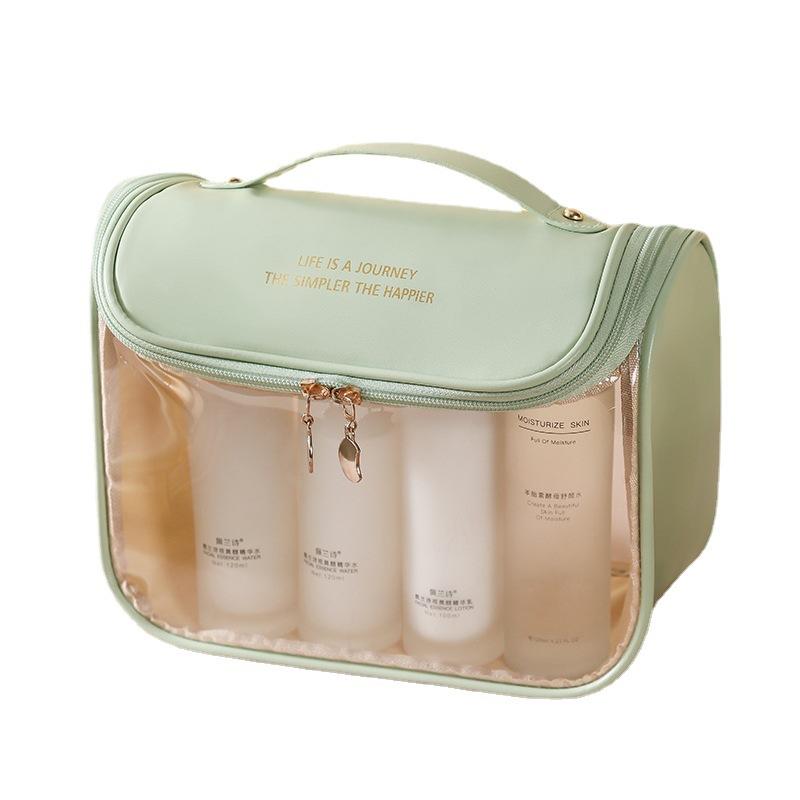 化粧ポーチ レディース 大容量 防水 洗面用具 収納 携帯用 透明 グリーン イエロー ピンク系 ブラウン PU 多用途 旅行 メイクアップ