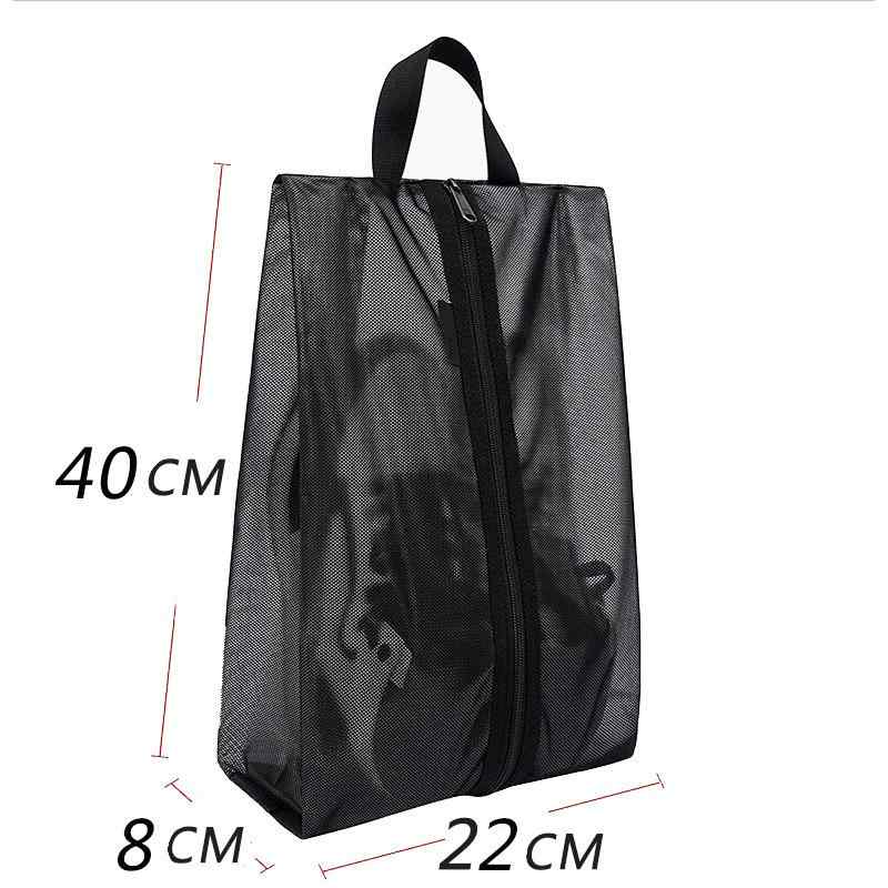 シューズ レディース メンズ シューズケース 携帯 防水 メッシュ トラベルポーチ 化粧ポーチ 吊り下げ 下着 靴 収納 黒 グレー 紺 黄色 青 赤(x2)