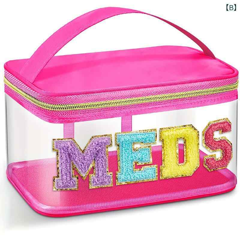 リモコンタウンエコ 楽天市場店の化粧ポーチ レディース メンズ 透明 PVC 刺繡 大容量 ランドリーバッグ 洗面用具 収納バッグ 普段使い 防水 ブラック｜アングル3