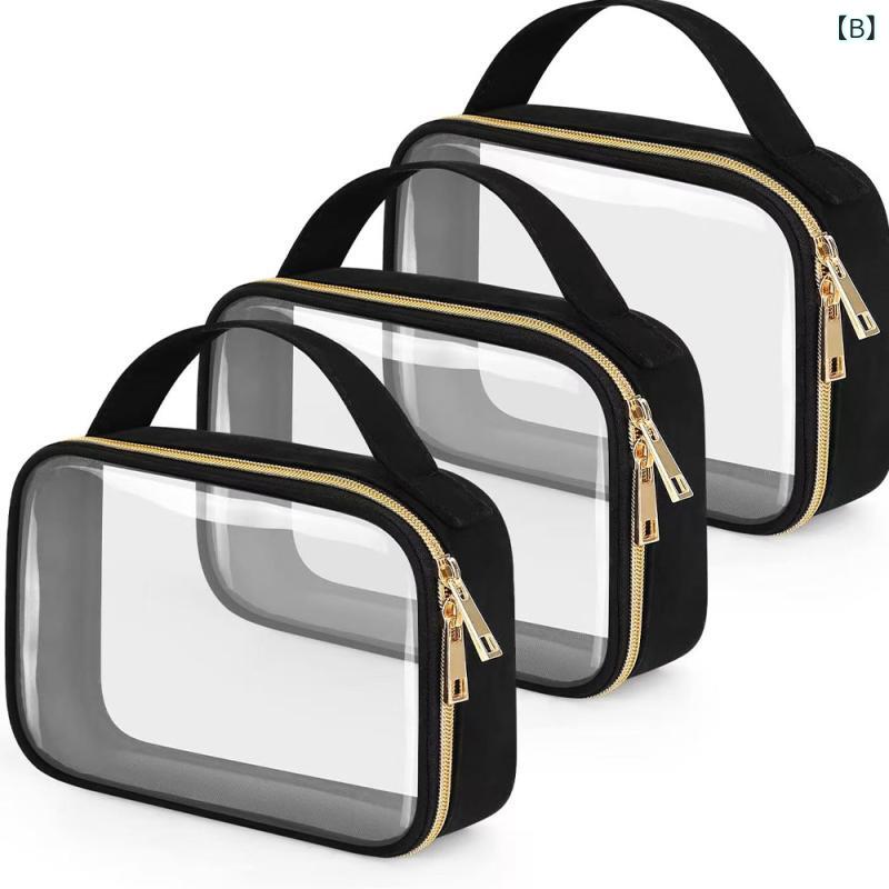 リモコンタウンエコ 楽天市場店の化粧ポーチ レディース 旅行用 収納バッグ 大容量 厚手 洗面用品 雑貨 収納袋 ピンク系 ブラック グレー ブルー PVC 多用途｜アングル3