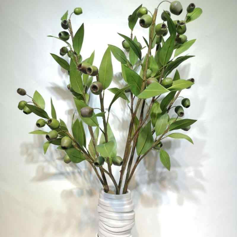造花 葉付きザクロ ユーカリ ディスプレイ ダイニングテーブル 装飾 フェイクフラワー 撮影道具 灰緑 グリーン(x2)