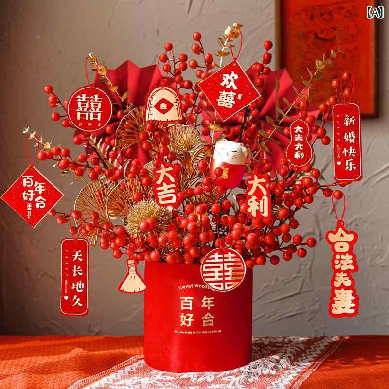 正月飾り 縁起物 福桶 フェイクフラワー 新年 卓上装飾 転居祝い