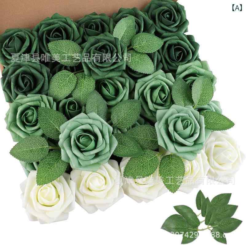 楽天リモコンタウンエコ 楽天市場店造花 8cm 50個セット 欧風 PE フォーム ローズ 花材 葉 花柄 結婚式 ウェディング ブライダル 写真撮影 ホームデコレーション（x100）