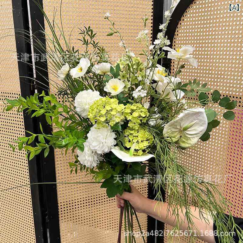 造花 白 グリーン パーティー 宴会 誕生日 ウェディング ブーケ 写真撮影 インテリア(x2)