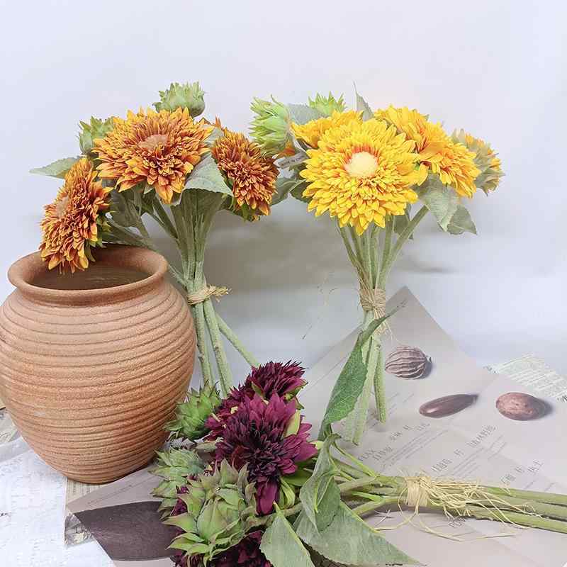 花束 レディース 太陽花 ひまわり フラワー 造花 インテリア 飾り ホームデコレーション ウェディング パーティー イベント 写真撮影