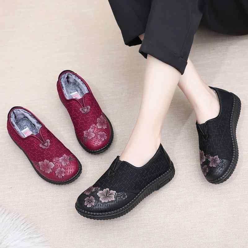 靴 レディース 婦人靴 冬用 防寒 花柄 刺繍 あったか シニア 高齢者 ルームシューズ スリッポン 軽量 ..