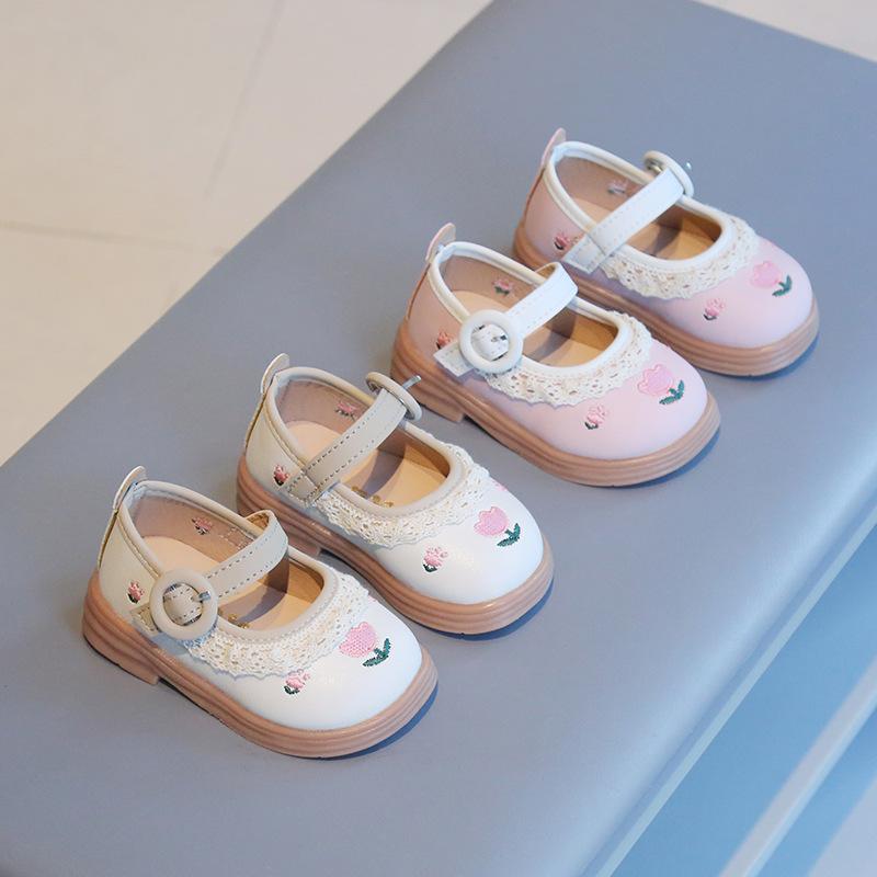 ベビー シューズ 春秋 赤ちゃん 幼児 歩行練習 靴 フラット バレエシューズ プリンセス風 花飾り かわ..