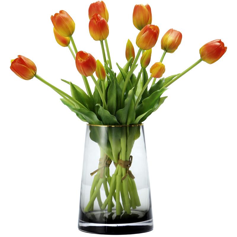 造花 5本 郁金香 フラワー フェイクフラワー インテリア 飾り 結婚式 ウェディング パーティー ディスプレイ ホワイト ピンク系 レッド(x2)