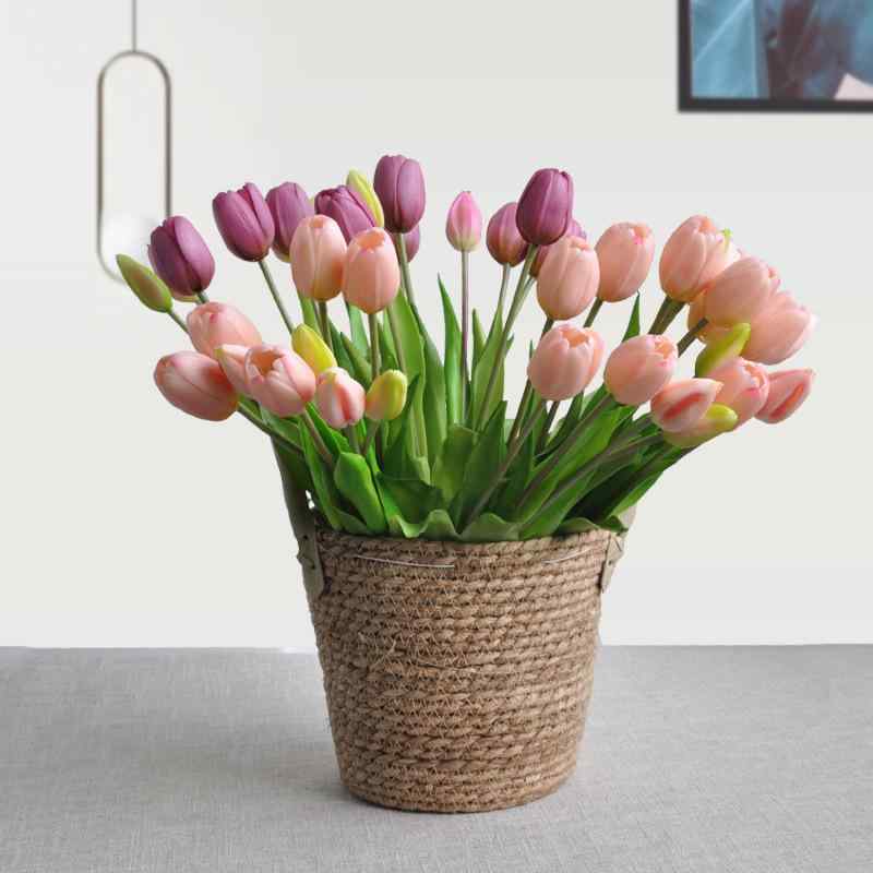 造花 郁金香 チューリップ インテリア アレンジメント 撮影用小物 ディスプレイ 飾り オレンジ ピンク パープル ホワイト イエロー(x5)