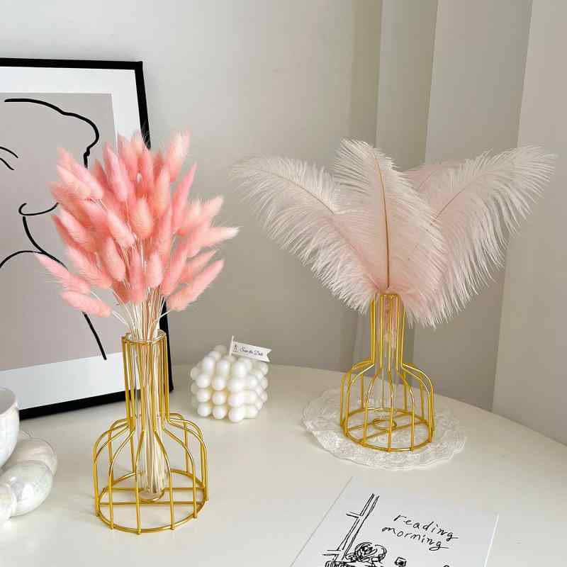 造花 インテリア アレンジメント 北欧風 金属製 花瓶付き フェイクフラワー 撮影小物 ピンク系