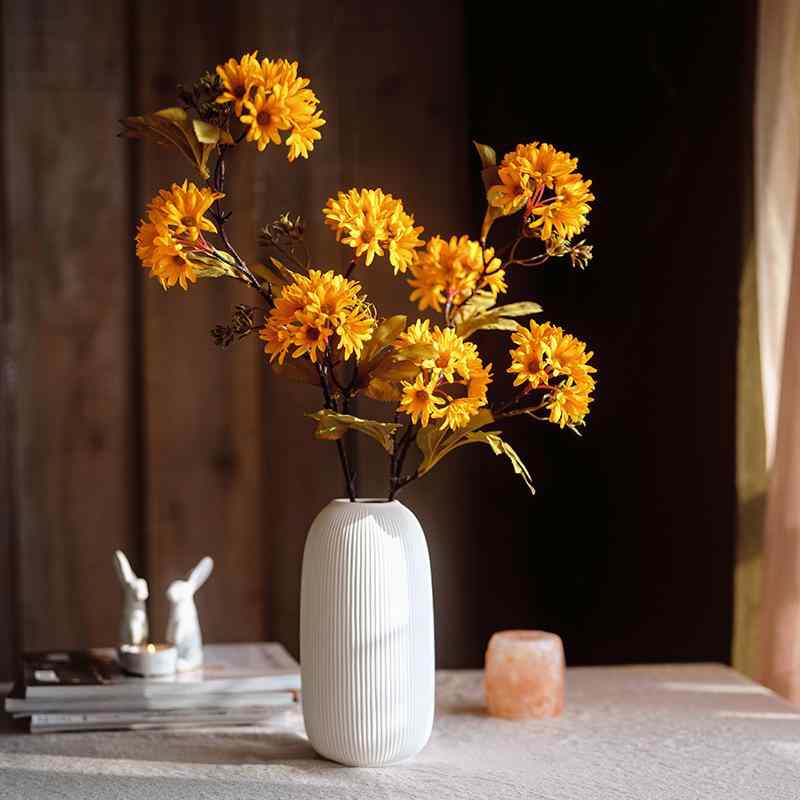造花 野菊 フラワー ブーケ 結婚式 花材 フェイクフラワー アレンジメント ディスプレイ 陶器 花瓶 リビング ダイニング 撮影