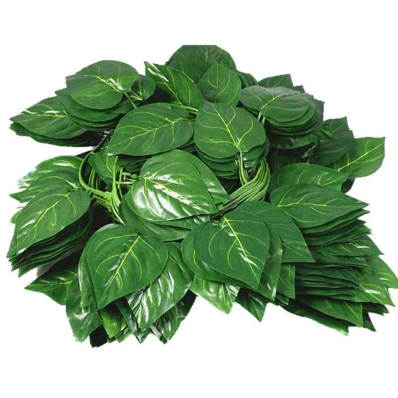 造花 绿の葉 つる性植物 プラスチック製 葉っぱ 藤 飾り 白 大葉 タイプ エアコン 配管 カバー