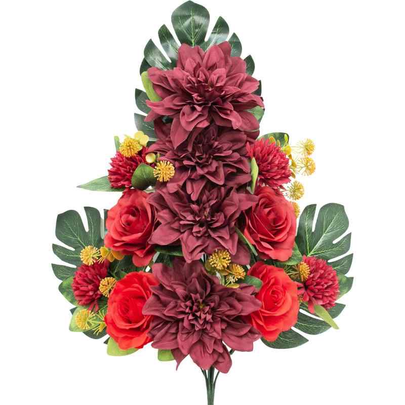 造花 壁掛け 扇形 ローズ ダリア アートフラワー アレンジメント フラワー 結婚式 パーティー ホームデコレーション(x30)