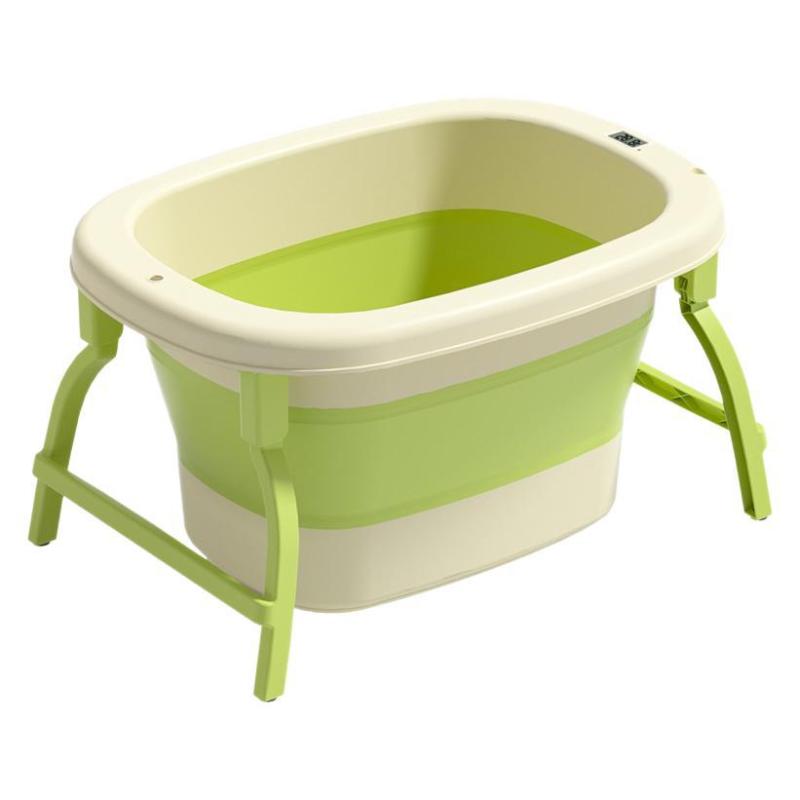 ベビー バス お風呂桶 折りたたみ式 プラスチック製 大容量 厚手 子供用 浴槽 全身浴 Mint Green Lemon..