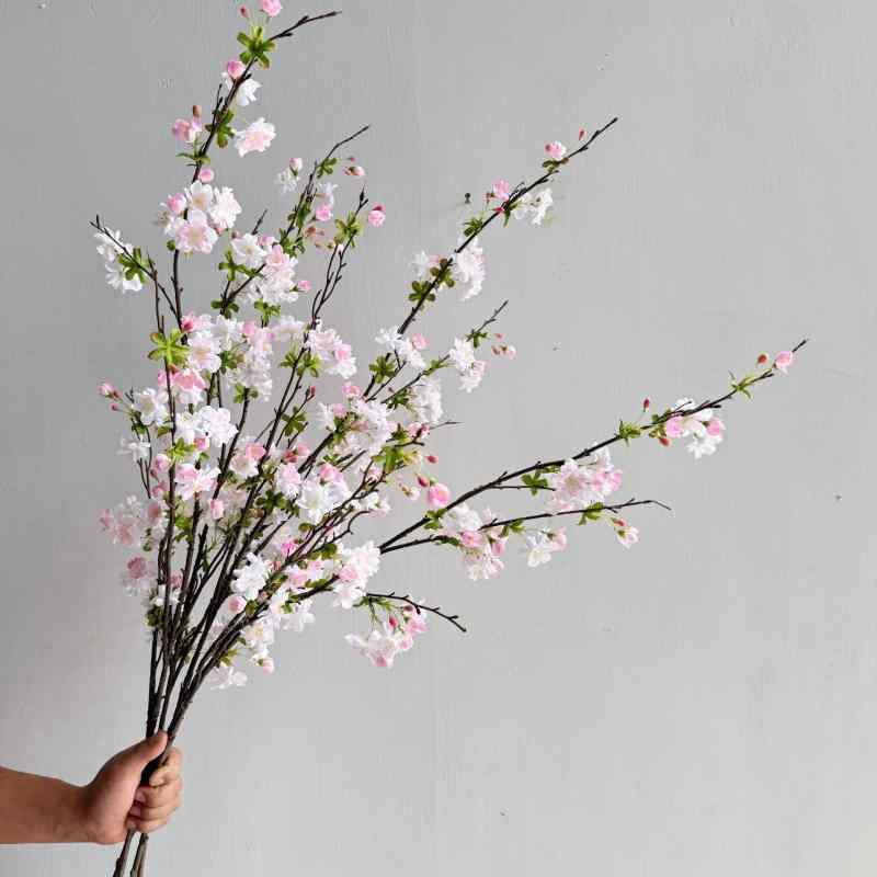造花 大枝 桜 海棠 絹花 撮影道具 結婚式 ウェディング パーティー イベント ディスプレイ デコレーション 浅ピンク 深ピンク 白(x2)