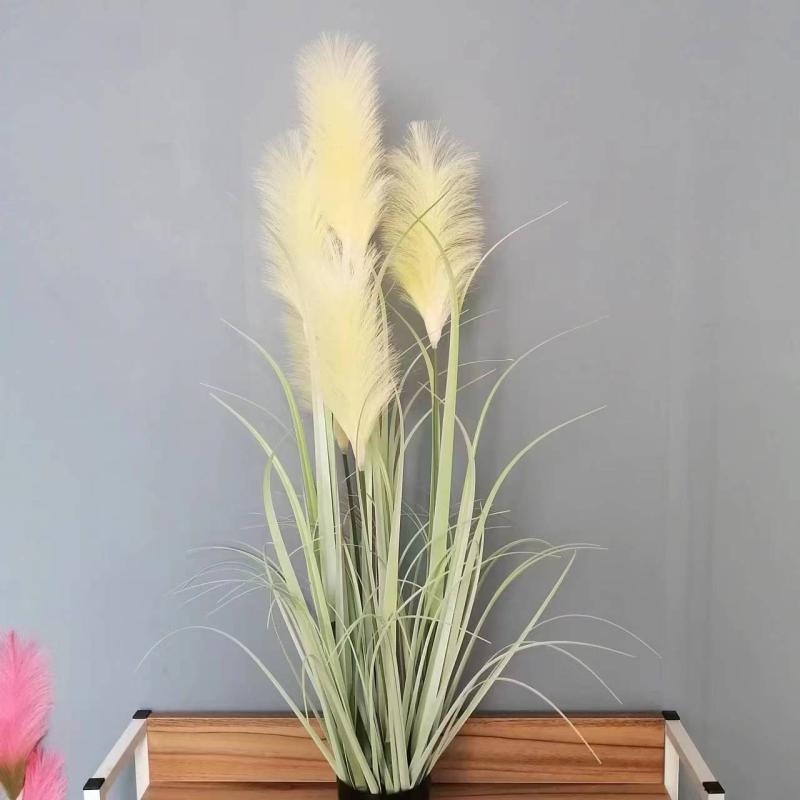 造花 1m 5頭 葦 人工観葉植物 インテリア リビング 装飾 撮影道具(x2)