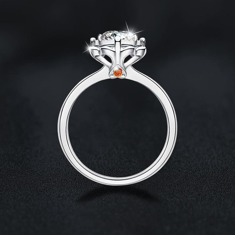 指輪 レディース S925 銀 モアサナイト ジルコニア 愛の花 花柄 リング OL 白ゴールド ホワイトゴールドカラー 50分 5号 6号 7号 8号 豪華感 婚約 結婚 普段使い