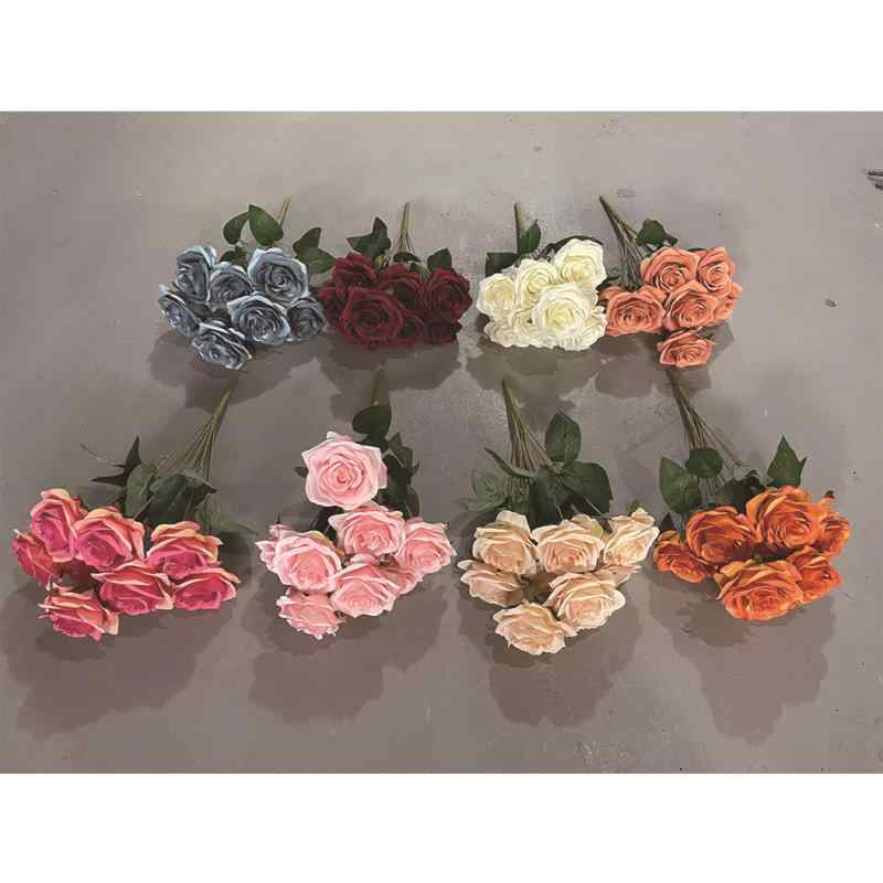 造花 9頭 ローズ 欧風 秋色 結婚式 フラワーアレンジメント デコレーション 撮影道具 薔薇 レトロ ワイ..