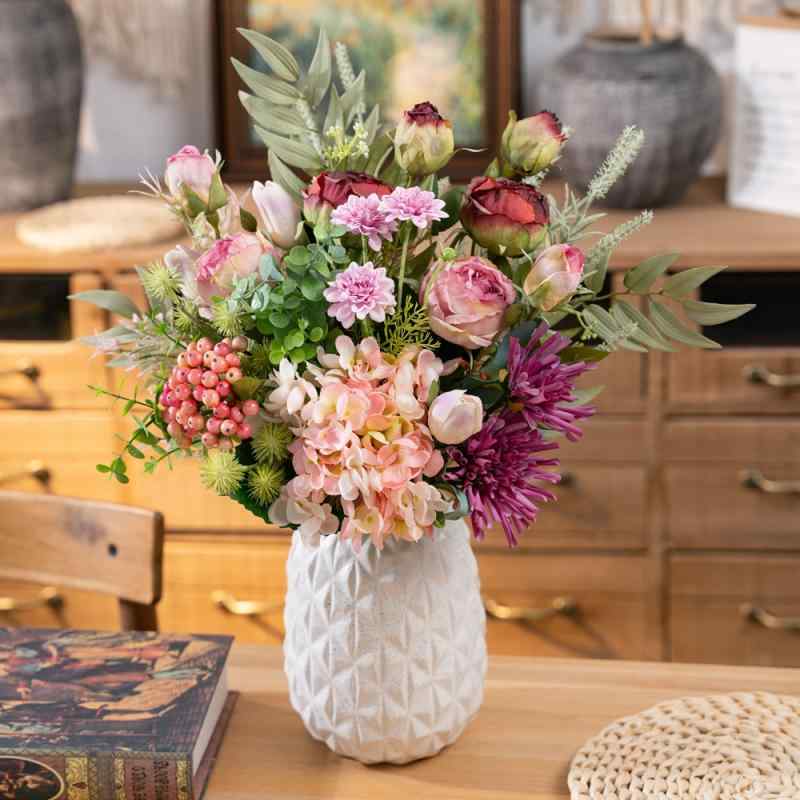 造花 インテリア雑貨 花束 ブーケ ウォールデコレーション 壁掛け 紫 パープル(x30)