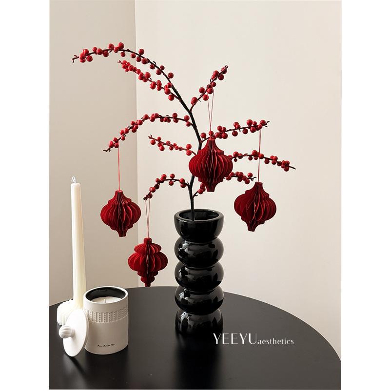 造花 冬青 レッドベリー アレンジメント ディスプレイ インテリア 飾り 観葉植物 フェイクグリーン リビング