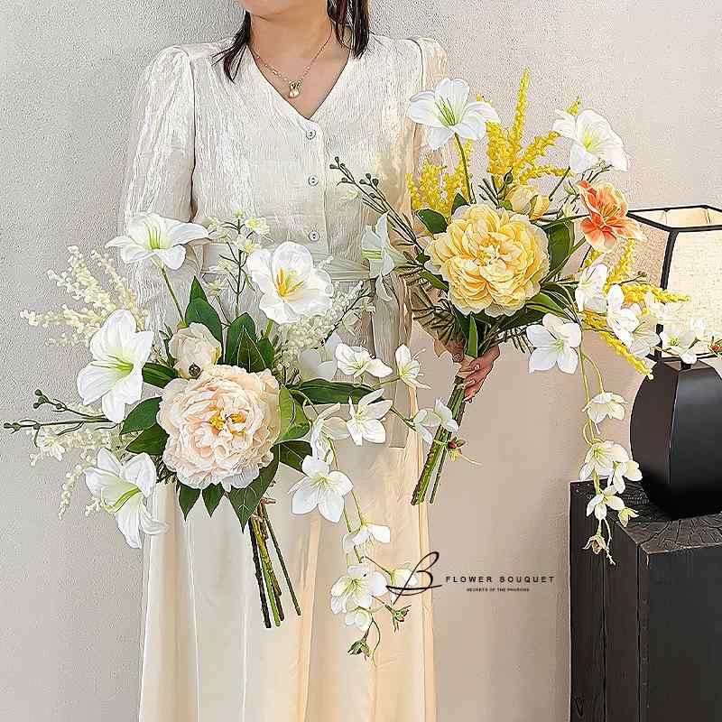 造花 アートフラワー 茉莉 牡丹 ブーケ フラワー インテリア 結婚式 ウェディング パーティー 写真撮影 ディスプレイ