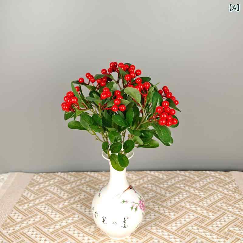 造花 10 голов レッドベリー 発財ベリー ブーケ ホームデコレーション 花材 フルーツ 卸売 大紅 酒紅 ..