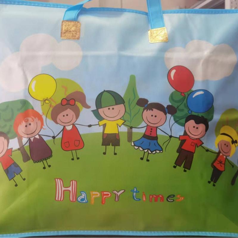 布団収納袋 厚手 不織布 寝具 バッグ 毛布 枕 収納 ケース 手提げ イエロー ブルー キリン柄(x10)