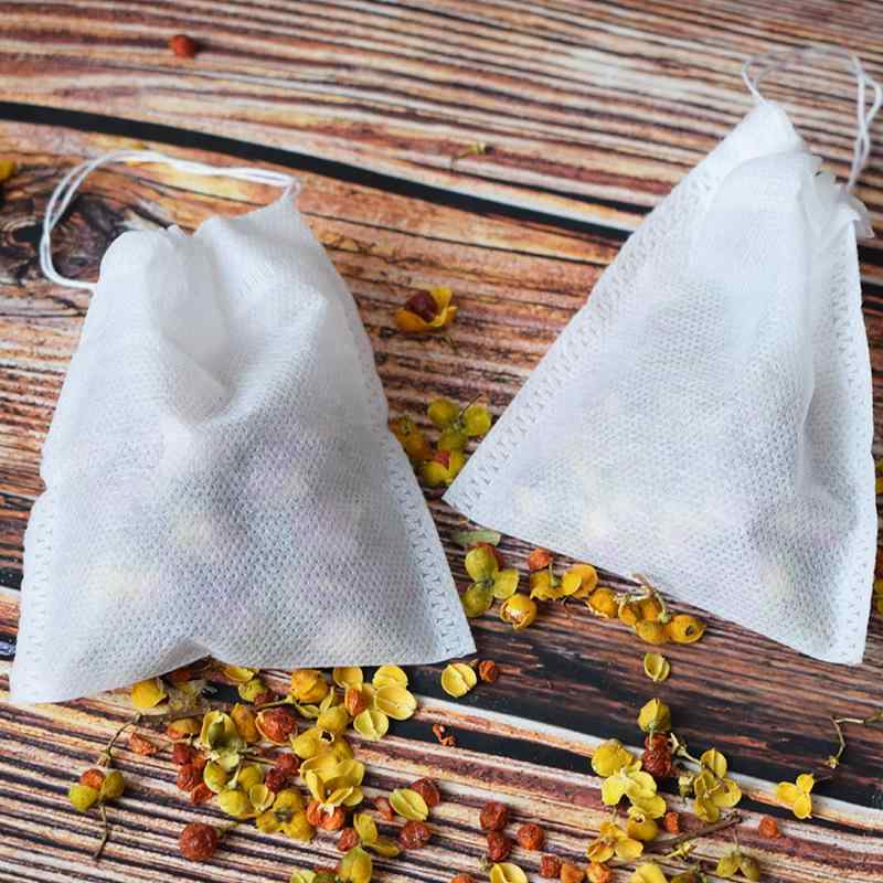 茶葉フィルターバッグ ティーバッグ 出汁パック 調味料パッグ 不織布 巾着袋 使い捨て 白