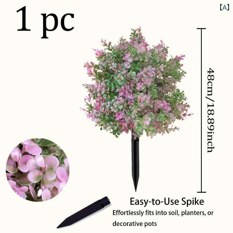 造花 ピンク系 ユーカリ 庭 ガーデン ディスプレイ 人工 観葉植物 フェイクグリーン アートフラワー 48cm