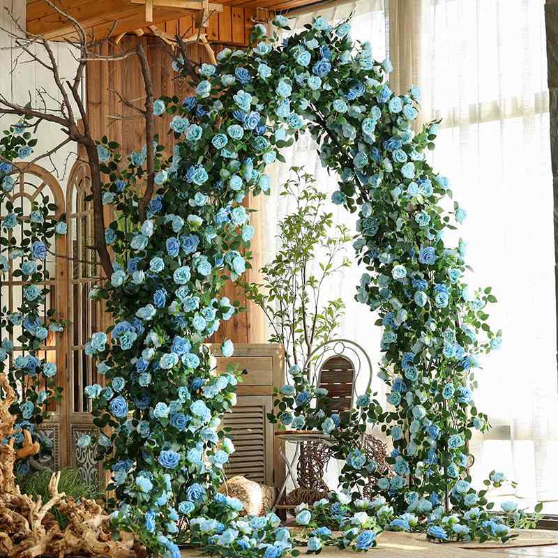 造花 モネの庭 バラ 藤 撮影用小道具 花壁 ブランコ装飾 人工藤 トパーズブルー 赤銅砂色 モーガンピン..