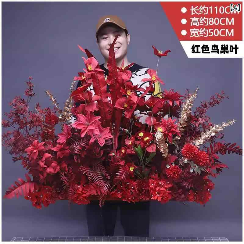 造花 結婚式 中華風 ロードデコレーション レッド 宴会場 ワインレッド シミュレーションフラワー コーナーフラワー ステージ装飾 ハンギングフラワー