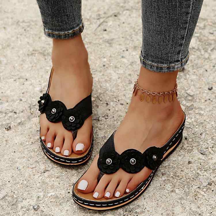 サンダル レディース 厚底 ビーチサンダル トングサンダル 花柄 婦人靴 女性用 春夏 赤 青 黒 ピンク ..