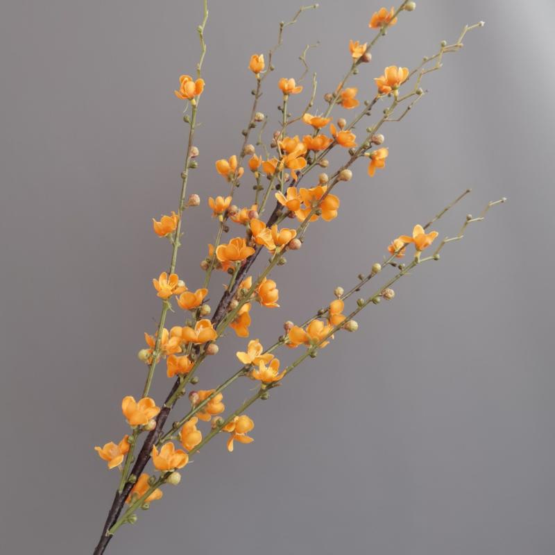 造花 梅 桃 蝋梅 長枝 新中式 インテリア 部屋 モデルルーム ホテル 会場 装飾 写真 撮影用 オレンジ(x6)