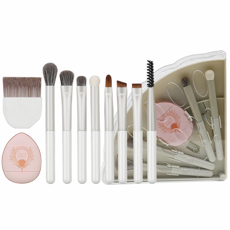 メイクブラシ レディース 10本セット アイシャドウブラシ コンシーラーブラシ 携帯用 化粧ブラシセット 美容ツール ナイロン製 グレー ピンク系 ローズゴールド