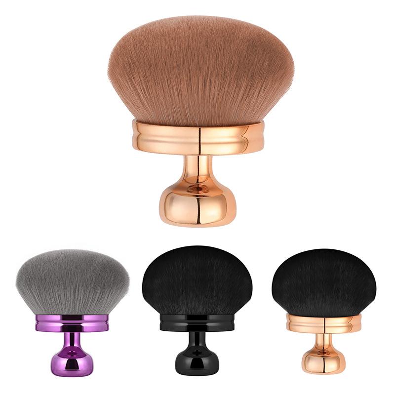 メイクブラシ フェイスブラシ チークブラシ 携帯用 人工毛 ローズゴールド(x3)